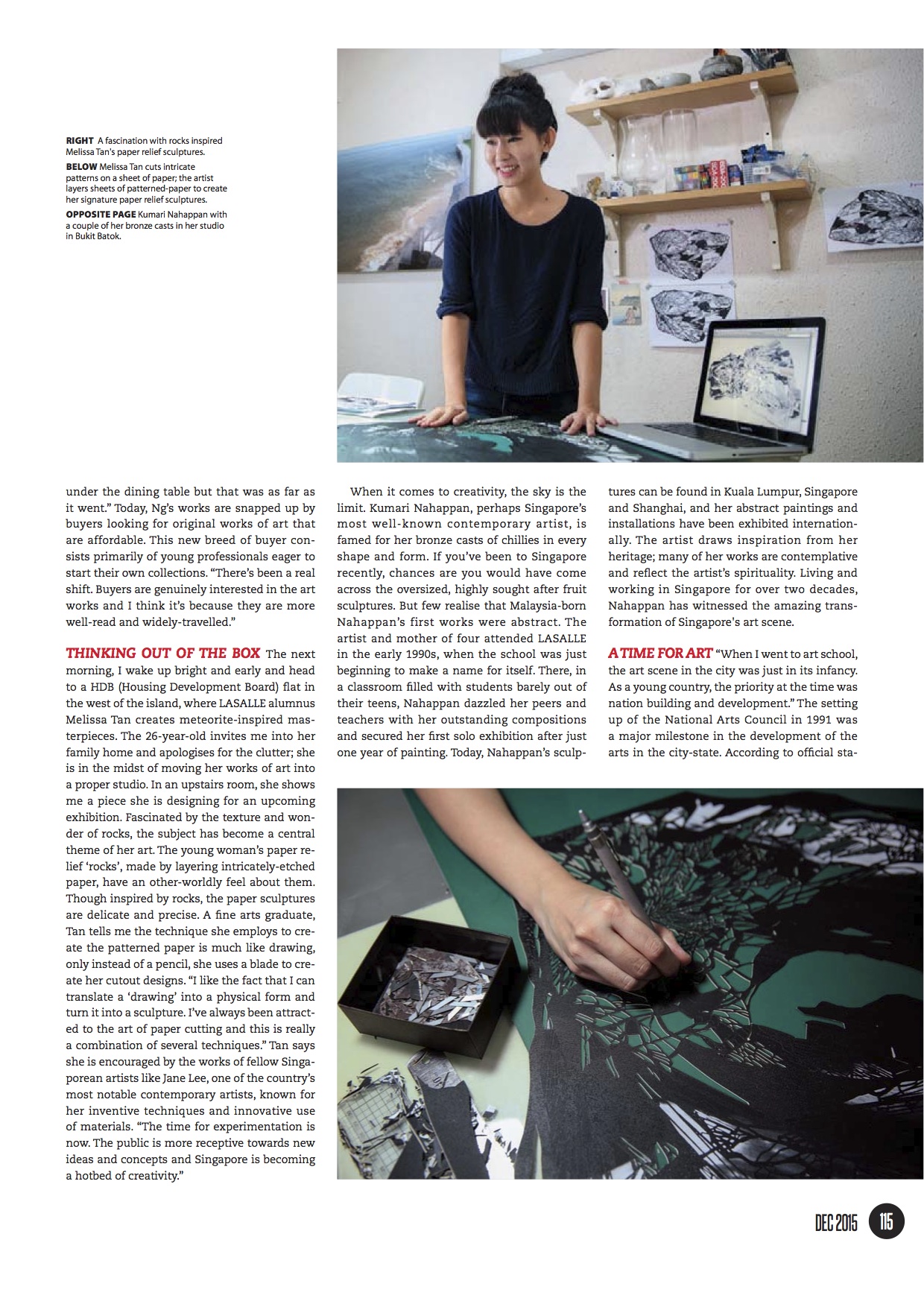 Melissa Tan featured in Art Ascension for Travel3sixty (Dec 2015) Air Asia In-flight Magazine