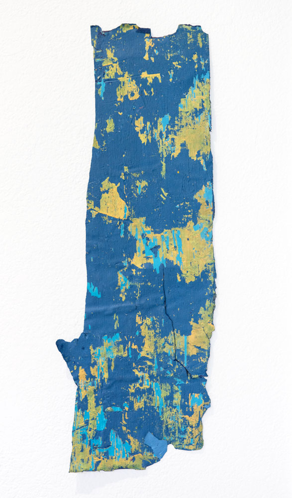 Traces and Residues: Turquoise and Yellow on Blue #01