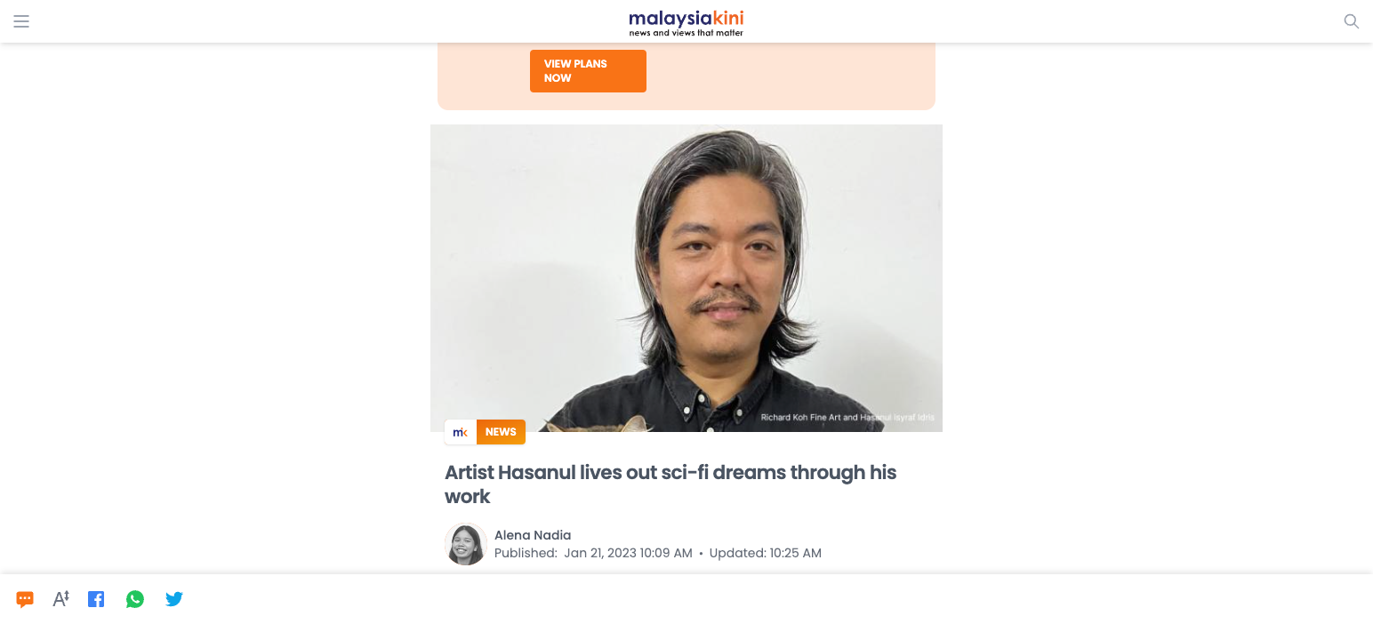 Malaysiakini – Artist Hasanul lives out sci-fi dreams through his work