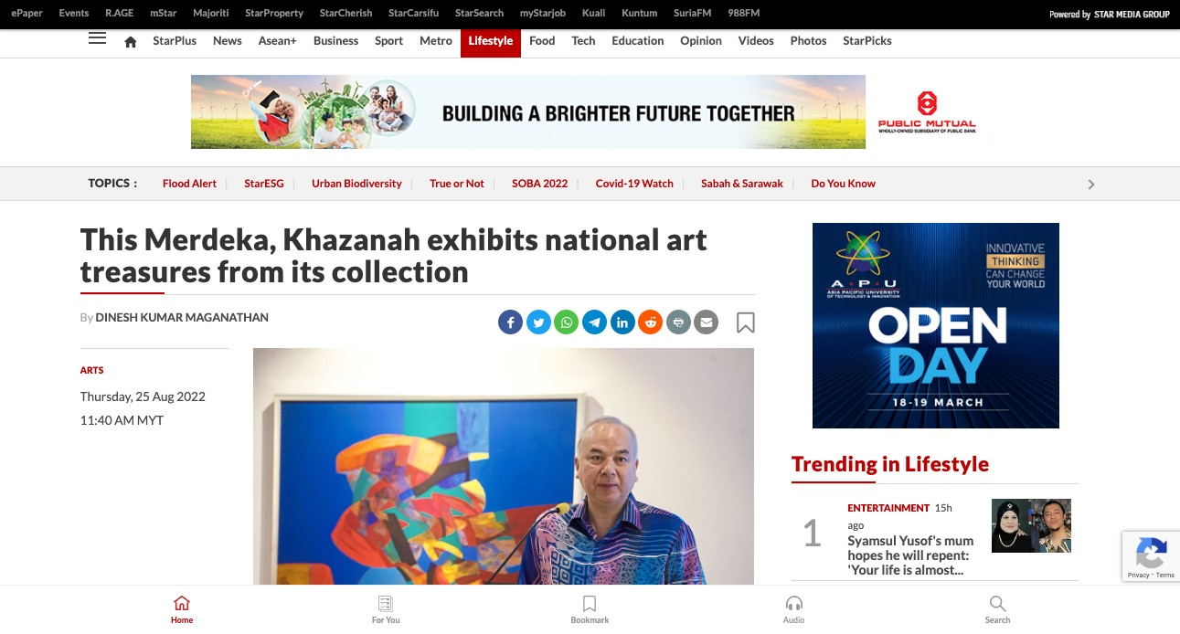 The Star – This Merdeka, Khazanah exhibits national art treasures from its collection