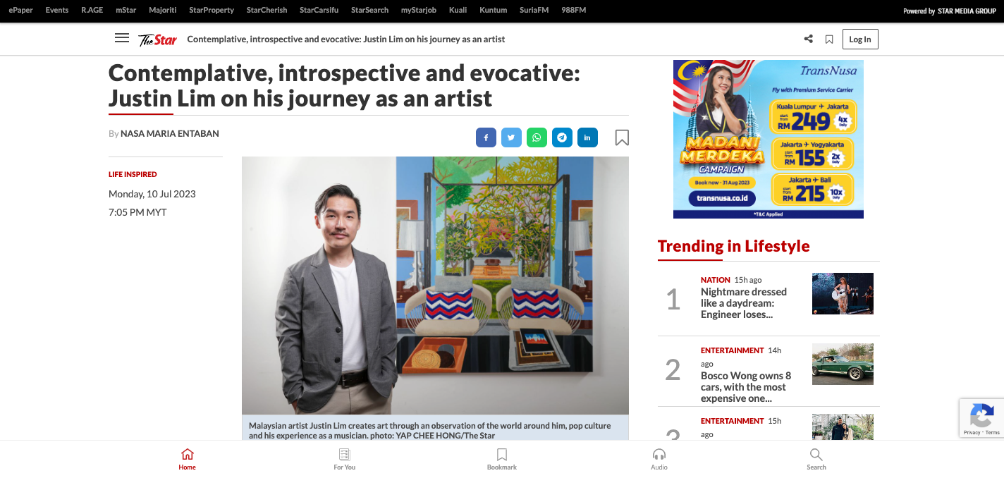 The Star – Contemplative, introspective and evocative: Justin Lim on his journey as an artist