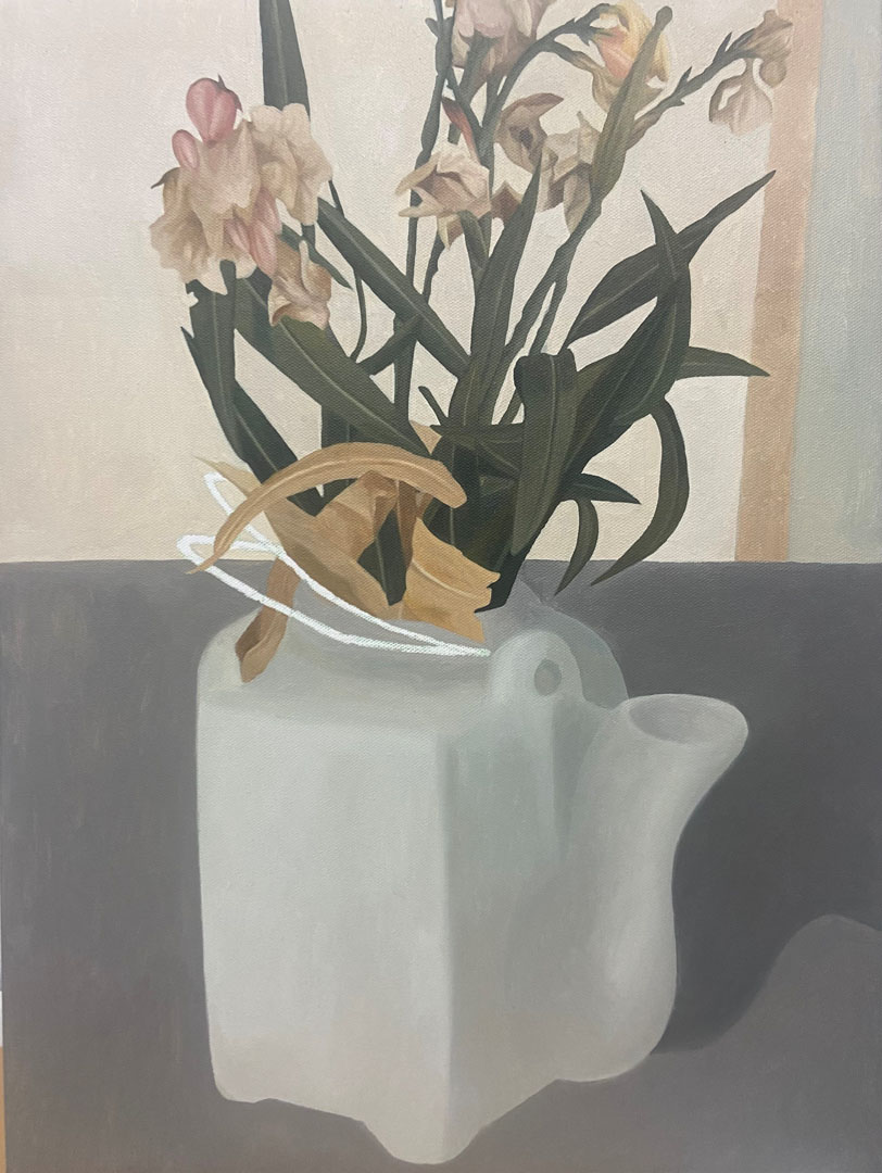 Flowers in Gray Teapot