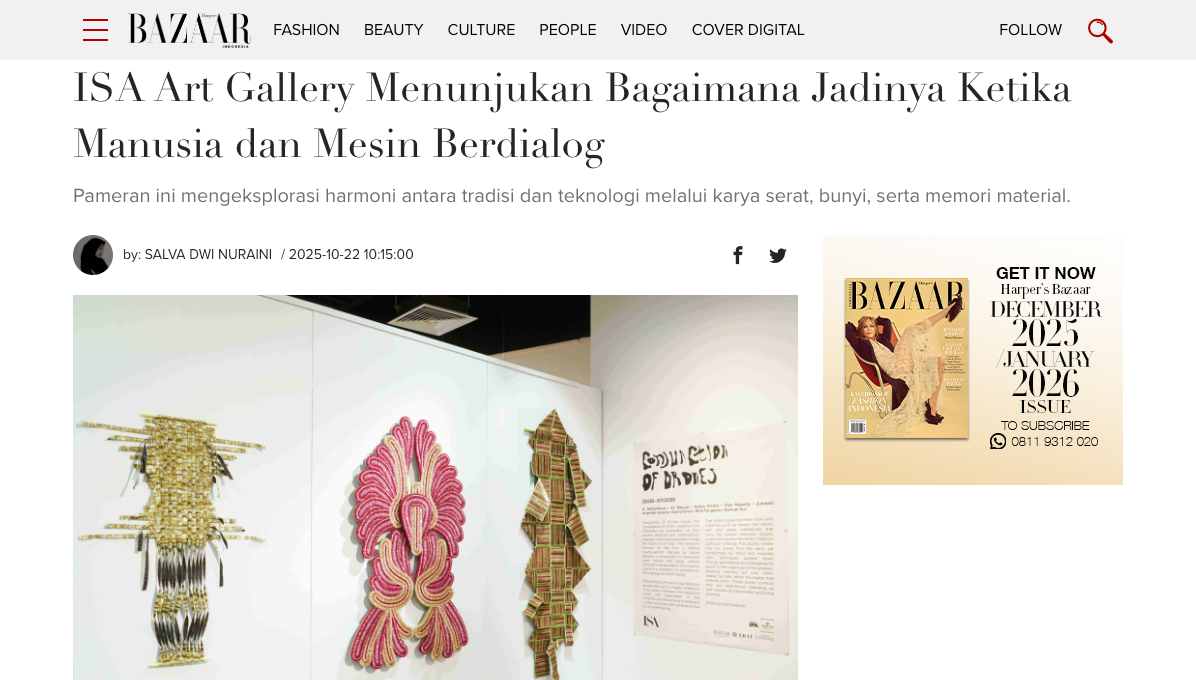 Harper’s Bazaar Indonesia – ISA Art Gallery Shows How It Happens When Humans and Machines Having a Dialogue