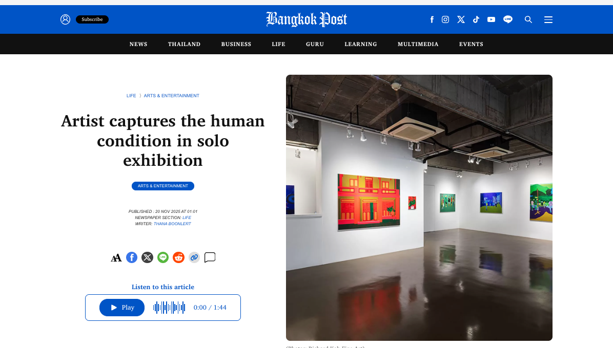 Bangkok Post – Artist captures the human condition in solo exhibition