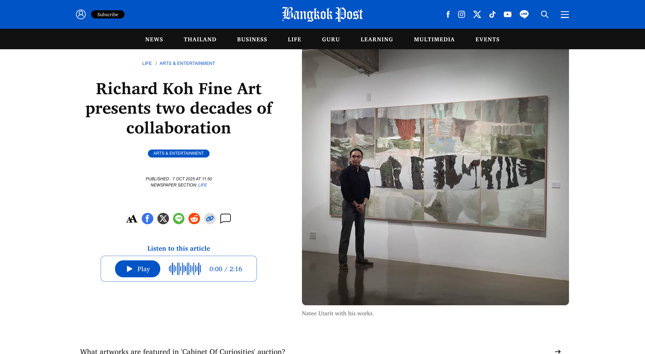 Bangkok Post – Richard Koh Fine Art presents two decades of collaboration