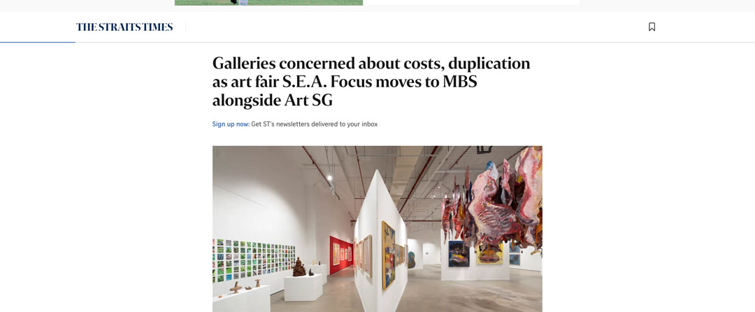 The Straits Times – Galleries concerned about costs, duplication as art fair S.E.A. Focus moves to MBS alongside Art SG