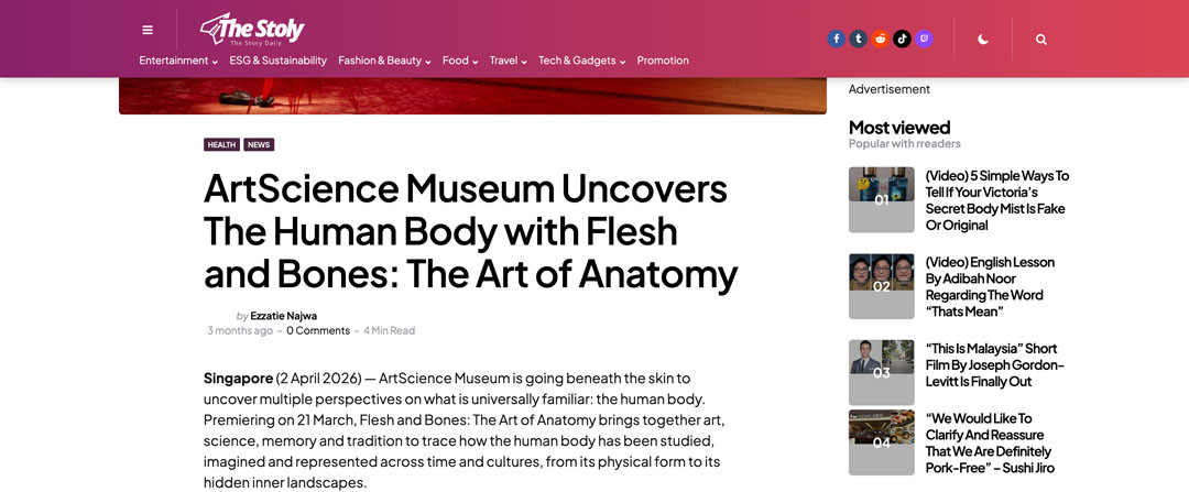 The Stoly – ArtScience Museum Uncovers The Human Body with Flesh and Bones: The Art of Anatomy