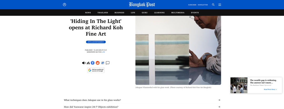 Bangkok Post – “Hiding In The Light” opens at Richard Koh Fine Art